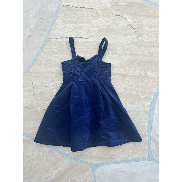 Janie and Jack Girls Size 7 Navy Blue Velvet Overall Dress Classy Preppy Cute - Picture 1 of 3